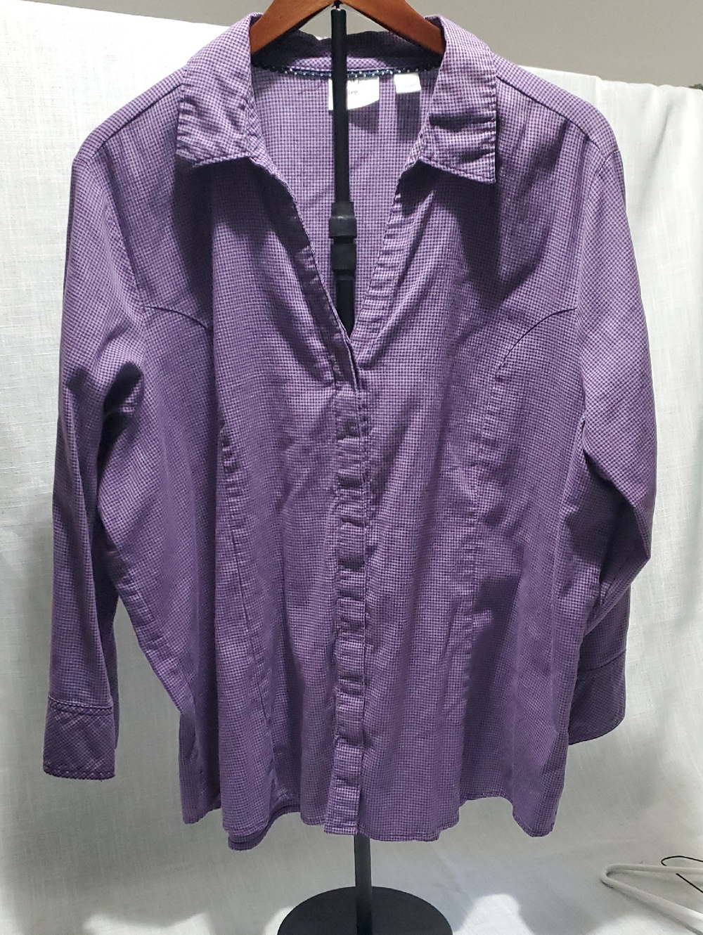 Lee Purple Houndstooth Button-Front Shirt Sz 2X